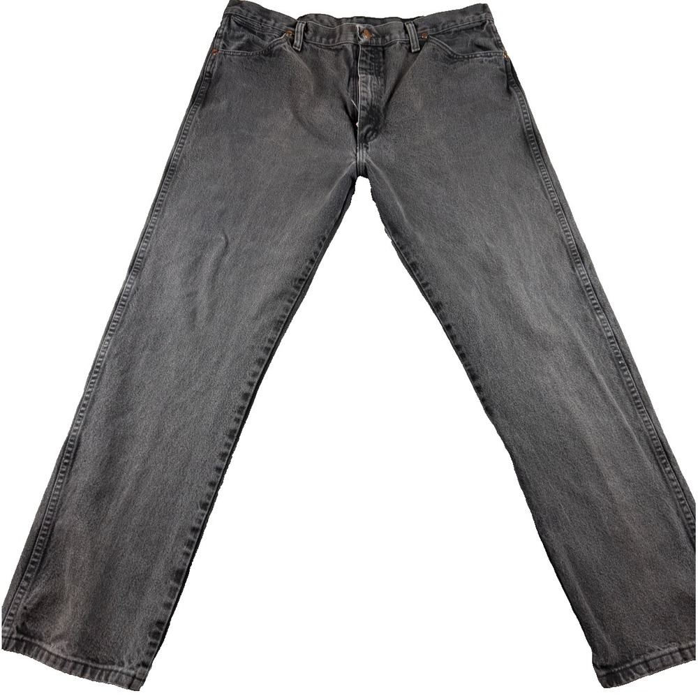 Wrangler 38x32 Gray Black Denim Jeans Straight Leg Made in Mexico
